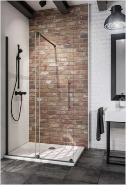 Schulte Alexa Style 2.0 Walk-In Schiebetür Rollen Unten Black Style