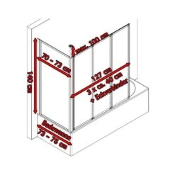 Duschmeister 302 Badewannenaufsatz 3-teilig Echtglas Alpinweiss Badewannentiefe 73-75 -Schulte 13176 8