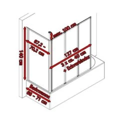 Duschmeister 302 Badewannenaufsatz 3-teilig Kunstglas Alunatur Badewannentiefe 68-71 -Schulte 13177 8