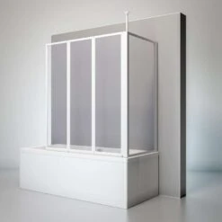 Duschmeister 302 Badewannenaufsatz 3-teilig Kunstglas Alpinweiss Badewannentiefe 68-71