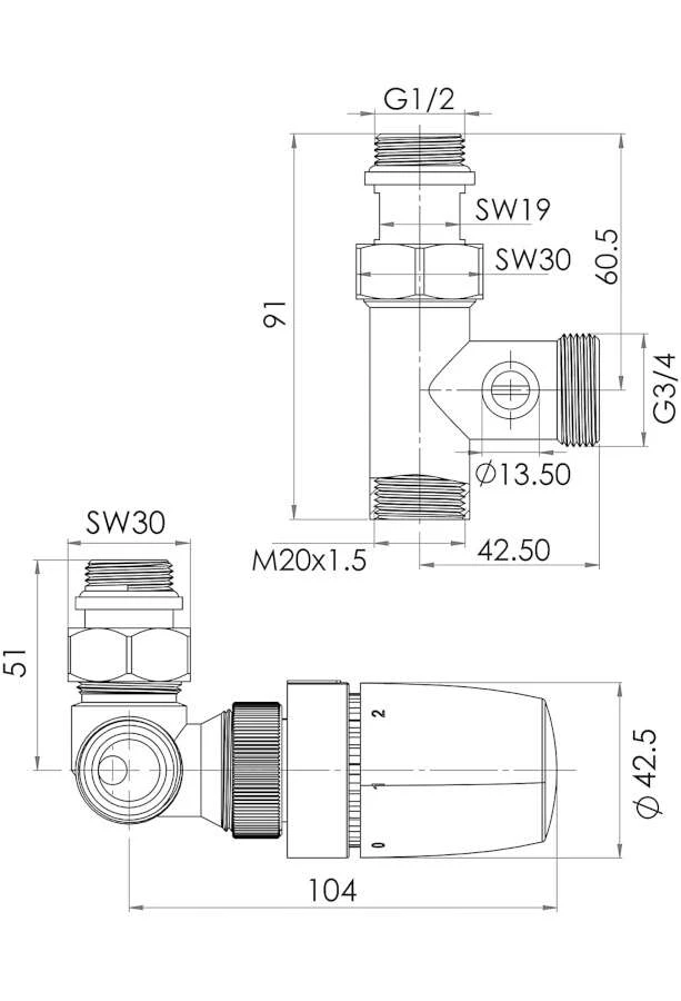 Schulte Thermostat-Set Eck Mischbetrieb Version Rechts Verchromt 2 Schulte Thermostat-Set Eck Mischbetrieb Version Rechts Verchromt – Bild 2