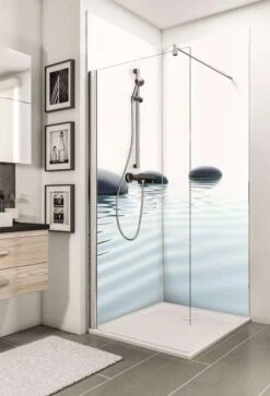 Schulte Decodesign Duschrückwand Foto über Eck Zen-Steine Wasser