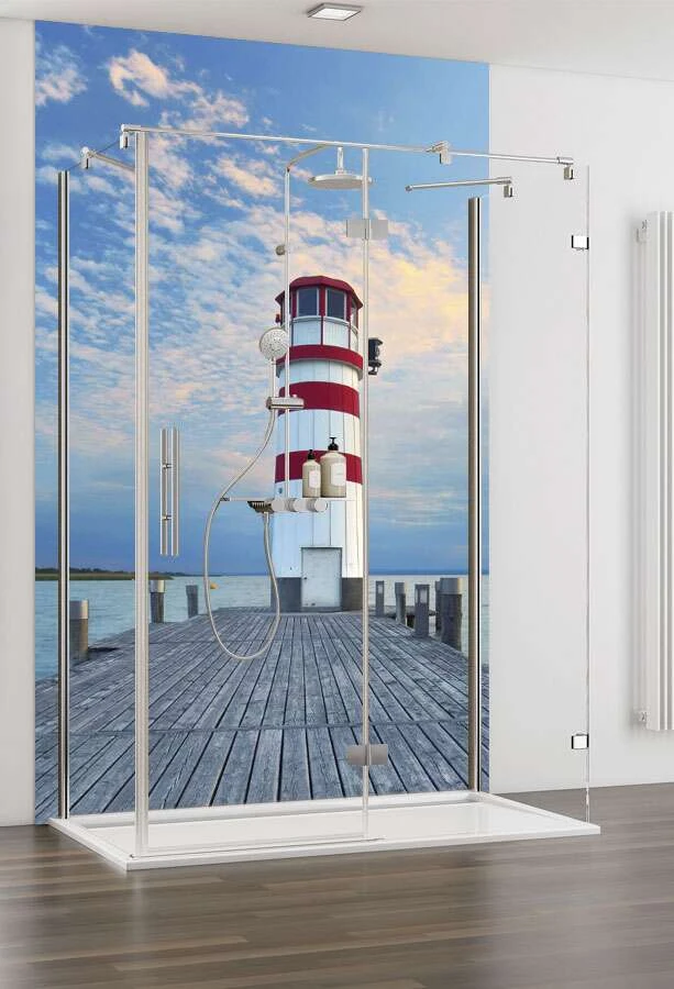 Schulte Decodesign Duschrückwand Foto Steg Leuchtturm 2 Schulte Decodesign Duschrückwand Foto Steg Leuchtturm – Bild 2