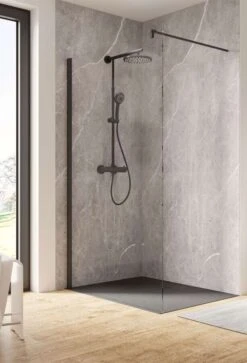 Schulte Garant 2.0 Duschwand Walk In Mit Stabilisationsbügel Black Style