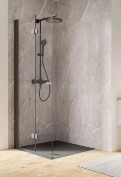 Schulte Garant 2.0 Duschwand Walk In Drehfalttür Black Style