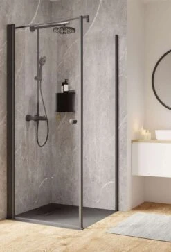 Schulte Garant 2.0 Drehtür Durchpendelbar Mit Gleichhoher Seitenwand Black Style