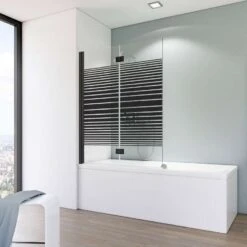 Schulte Komfort Badewannenfaltwand 2-teilig Black Style Dekor Querstreifen