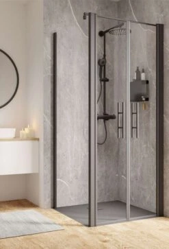 Schulte Garant 2.0 Pendeltür Mit Seitenwand 2-teilig Black Style