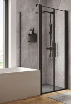 Schulte Garant 2.0 Pendeltür Inklusive Verkürzter Seitenwand 2-teilig Black Style