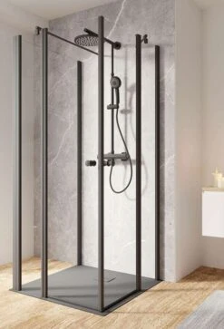 Schulte Garant 2.0 Eckeinstieg 4-teilig Inklusive Seitenwand Als U-Kabine Black Style