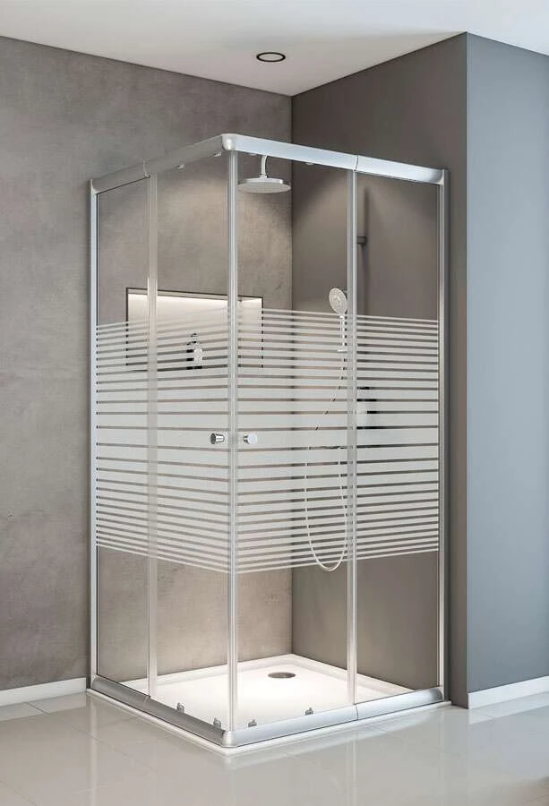 Schulte Sunny Eckeinstieg 2-teilig Promo Querstreifen Silberfarben Variabel 75-90 Cm 1 Schulte Sunny Eckeinstieg 2-teilig Promo Querstreifen Silberfarben Variabel 75-90 Cm