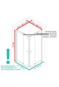 Schulte Sunny Eckeinstieg 2-teilig Promo Querstreifen Silberfarben Variabel 75-90 Cm 10 Schulte Sunny Eckeinstieg 2-teilig Promo Querstreifen Silberfarben Variabel 75-90 Cm -Schulte 19501 4