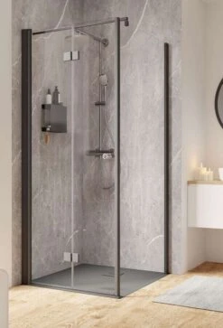 Schulte Garant 2.0 Drehfalttür Inklusive Seitenwand Black Style