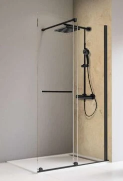 Schulte Toura Duschwand Walk In Schiebetür-Gleittür Mit Rollen Unten 8 Mm Black Style