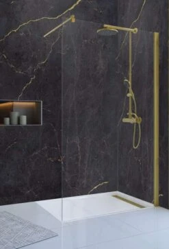 Schulte Alexa Style 2.0 Duschwand Walk In Goldoptik