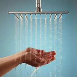 Schulte Classic Plus Kopfbrause Eckig 250 Mm Messing Verchromt Flach