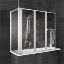 Duschmeister 302 Badewannenaufsatz Mit Seitenwand 3-teilig