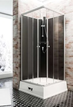 Schulte Komplettduschkabine Mit Pumpe Und Boiler Korfu II Schwarz