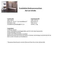 Schulte Badewannenaufsatz Kiel Glas 2 Teilig 140x70-118 Cm Alunatur -Schulte 9103 5