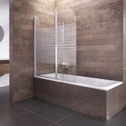 Schulte Badewannenfaltwand Köln 140x114 Cm Querstreifen Alu Natur