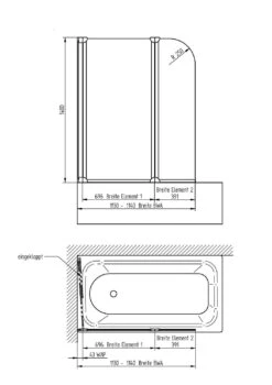 Schulte Badewannenfaltwand Köln 140x114 Cm Querstreifen Alu Natur -Schulte 9110 6